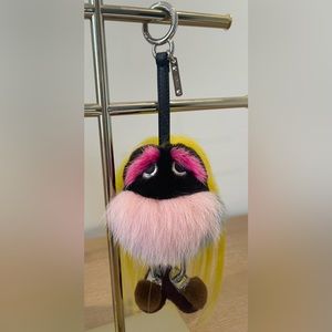 Fendi Mink Fox Fur Mum Wonders Bag Charm Yellow Multicolor